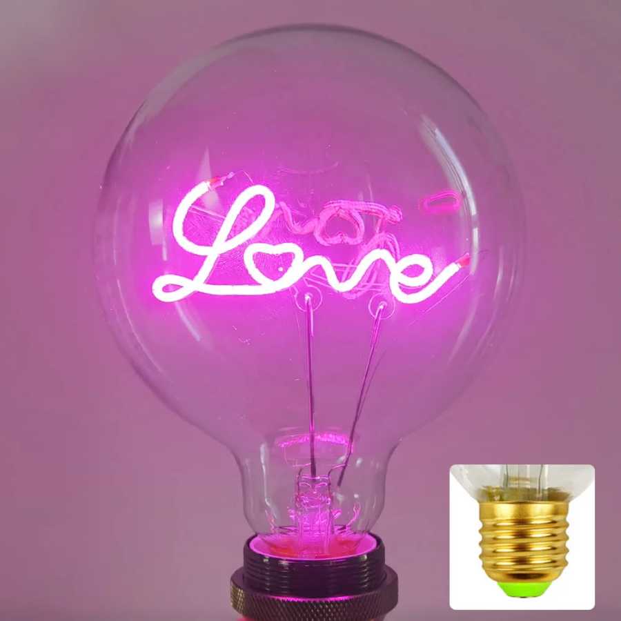 Фотография №3 товара Светодиод G125 4 Вт 220 В Dimmbale LOVE Розовый Красный
