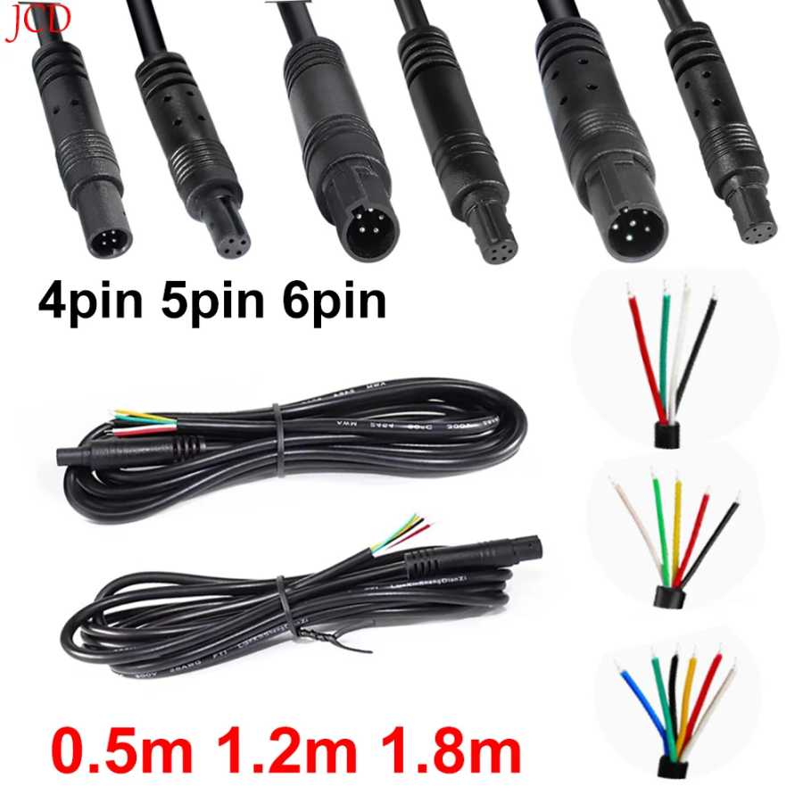 Кабель-удлинитель JCD 0.5м 1.2м 1.8м с разъемами 4Pin 5Pin 6Pin (штекер/гнездо) для автомобильных видеорегистраторов, DIY-кабель питания Электрика
