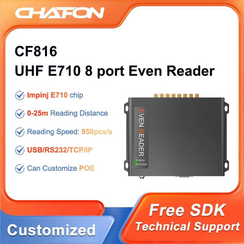 CHAFON CF816 uhf E710 фиксированный считыватель 8 антенных портов с интерфейсом RS232 RJ45 (TCPIP) обеспечивает бесплатный SDK для спортивной системы синхронизации Доступ к автоматизации здания