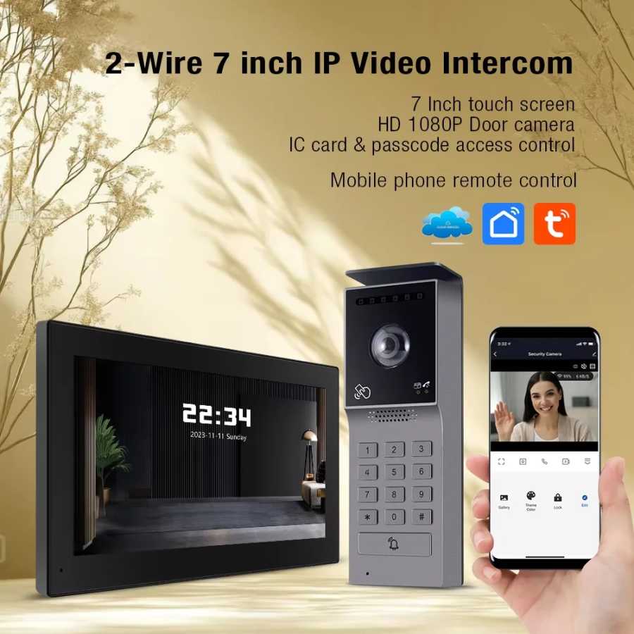 Фотография №1 товара Видеодомофон Hayway 2-Wires с Wi-Fi Tuya, умный видеодомофон для дома,