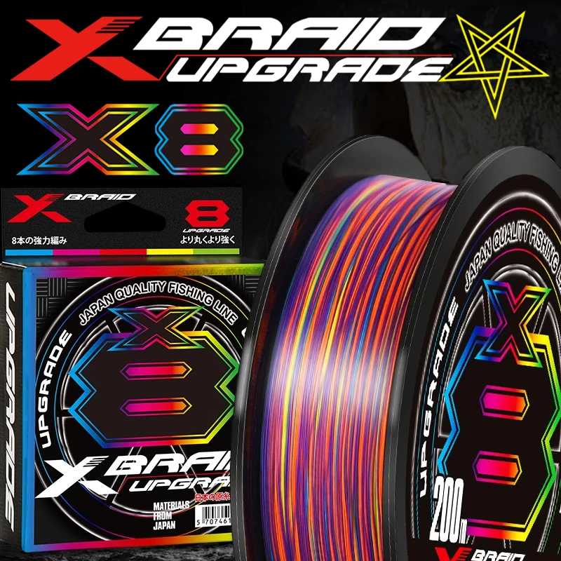 Японский оригинальный Xbraid Upgrade X8 Разноцветный 2024 NEW High Stength Multifilament Line Fishing 1000M/500M/300M Сверхгладкая леска для морской рыбалки Устойчивые к истиранию плетеные лески Для рыбалки