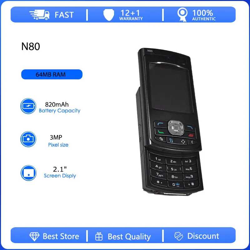 Восстановленный оригинальный мобильный телефон N80 3G с одной SIM-картой, разблокированный GSM 900/1800, с русской, арабской, ивритской клавиатурой, произведено в Финляндии Б/У и восстановленные телефоны