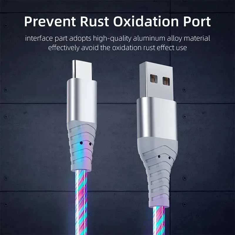 Фотография №1 товара Шнур для быстрой зарядки данных, светящийся USB-кабель типа C, 5