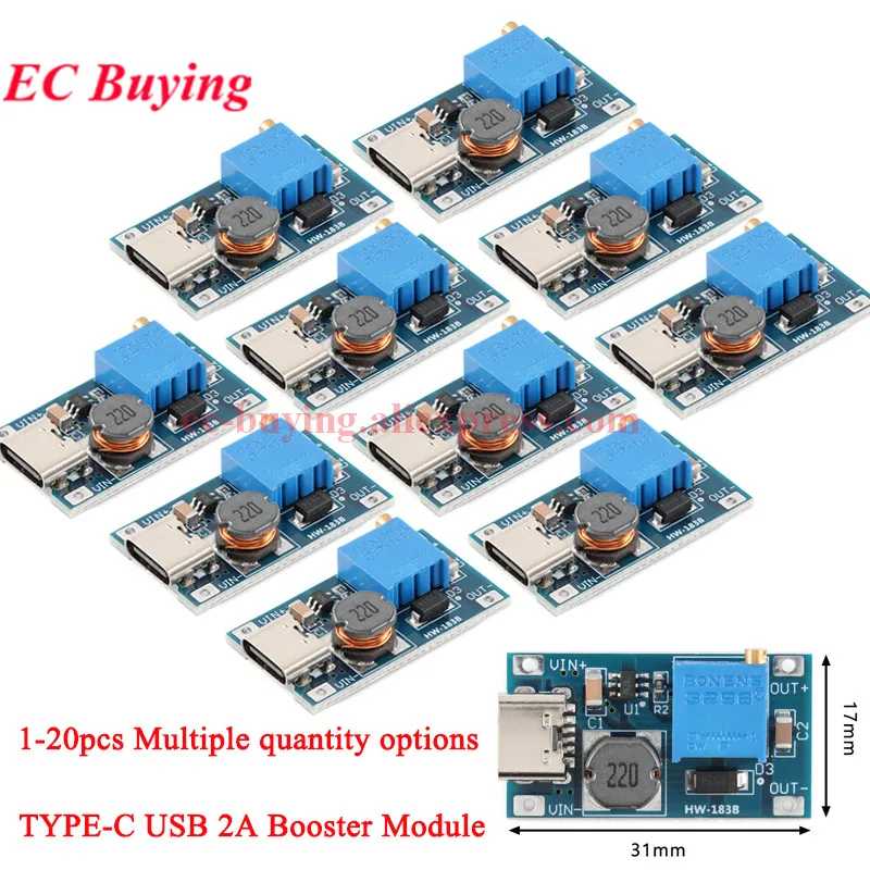 1-20 шт. TYPE-C USB 2A DC-DC усилитель повышающий модуль питания входная плата преобразователя напряжения для автомобиля Power Bank высокая мощность преобразования Активные компоненты