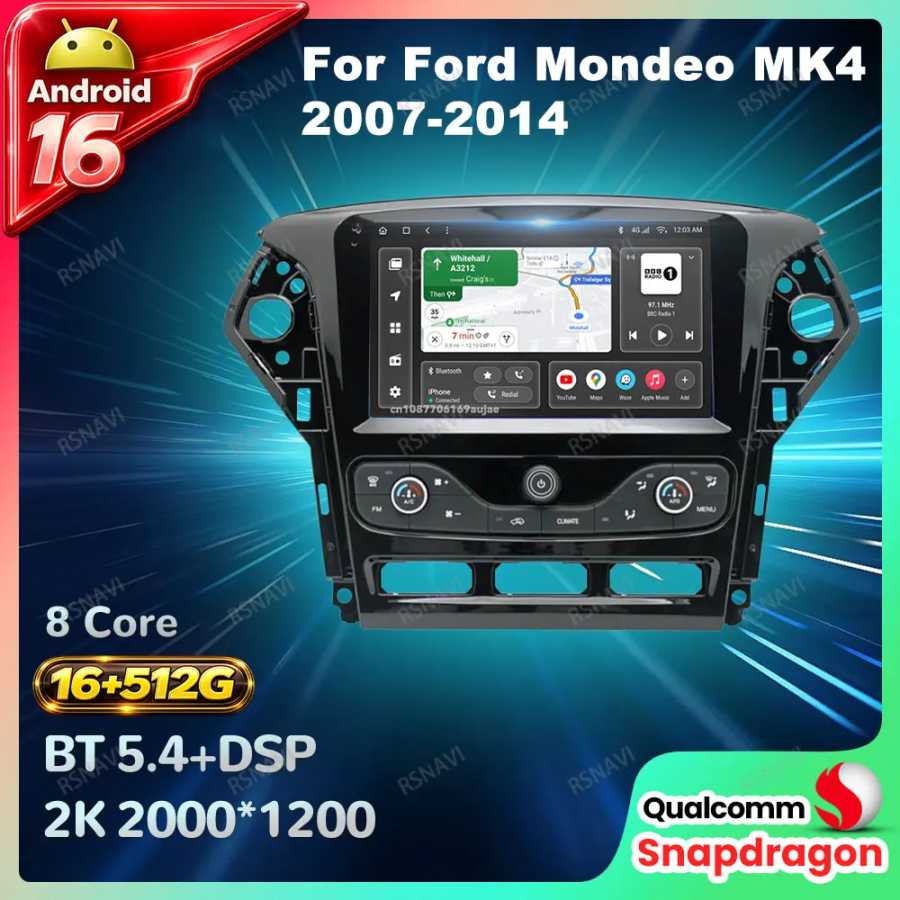 Автомобильная магнитола Android 16 для Ford Mondeo MK4 2007-2014, DVD-видеоплеер, BT, 4G LTE, GPS, DSP, головное устройство, мультимедиа, стерео, навигация Автоэлектроника