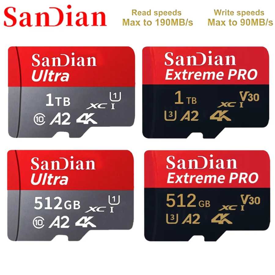 Карта памяти Micro TF SD 512GB 256GB 128GB 64GB U3 V30 для FPV-дронов, гоночных квадрокоптеров Видеоигры и аксессуары