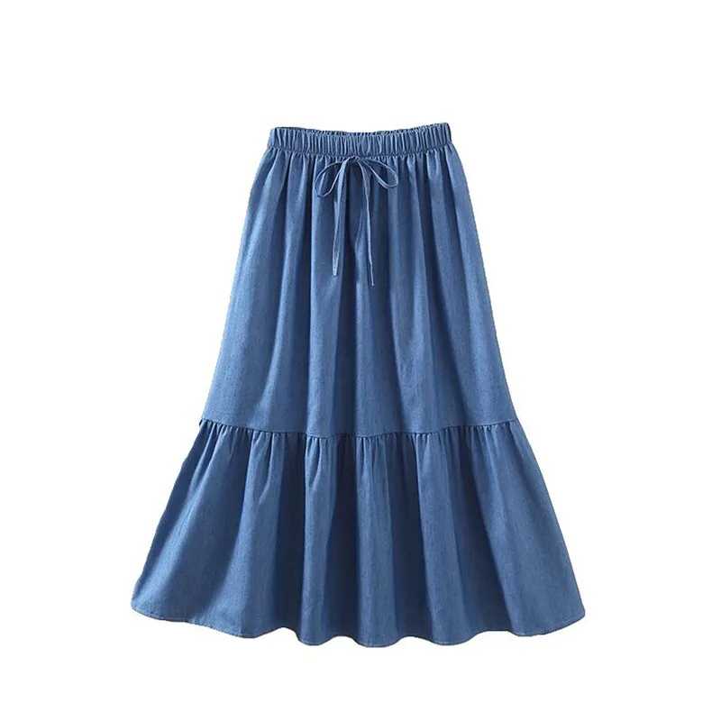 Фотография №1 товара spodnice maxi boho Джинсовые юбки с оборками faldas midi mujer