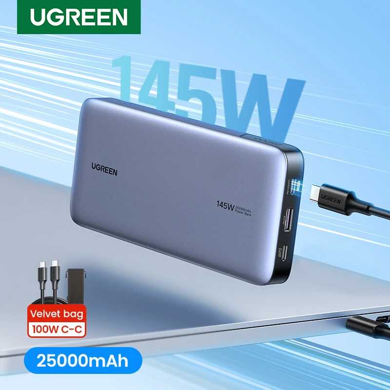 UGREEN 140 Вт 100Вт повербанк Портативный 25000 мАч 20000 мАч PD Быстрая зарядка повер банк для ноутбука Xiaomi Быстрая зарядка внешний аккумулятор пауэр банк Аксессуары для мобильных телефонов