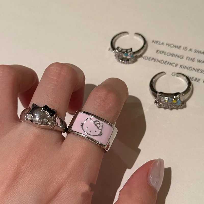 Фотография №2 товара Милое кольцо Hello Kitty для женщин, универсальное открытое кольцо, украшение