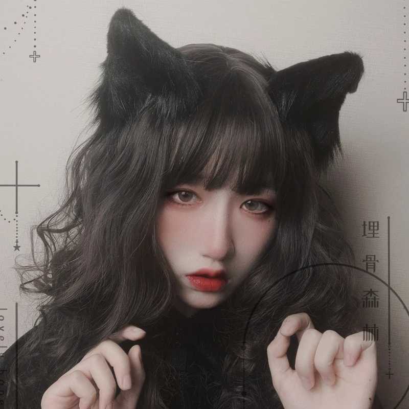 Кошачьи уши аниме Лолита аксессуары для волос уши косплей Kawaii парик готический головной убор аксессуары Лолиты повязка на голову с кошачьими ушками Аксессуары для косплея