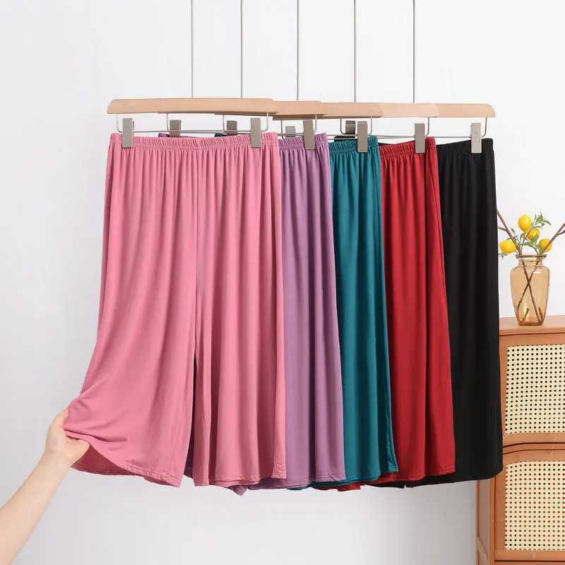 Женские брюки из модала размера плюс от XL до 8XL, летние капри длиной до икры, широкие брюки, короткие брюки, повседневная домашняя одежда Плюс размер, одежда