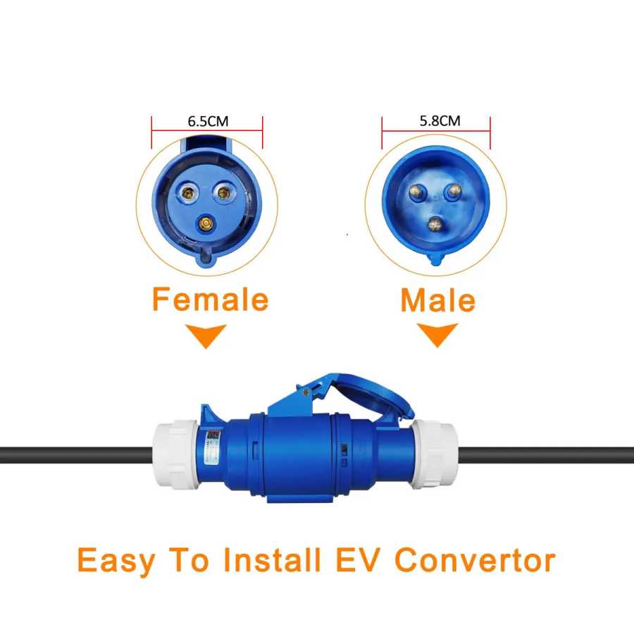 Фотография №2 товара 32A Blue CEE Socket to 16A EU Schuko Plug Adapter