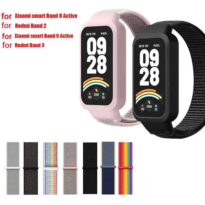 Нейлоновый ремешок с петлей для Redmi Band 2 3, ремешки для умных часов, совместимые с Xiaomi Smart Band 8 Active 9 Active Умная электроника