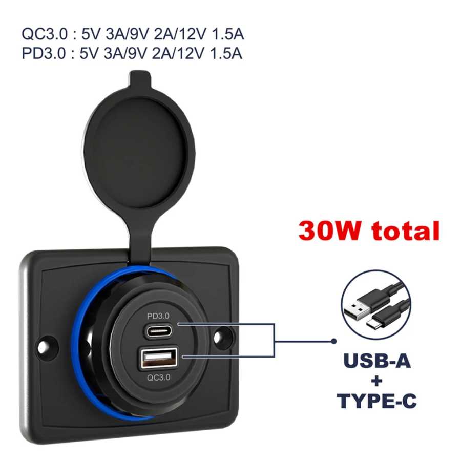 Автомобильное зарядное устройство с двойным USB-разъемом и индикатором, розетка 12 В, 24 В, 3,1 А, подходит для автомобилей, лодок, грузовиков Лодки