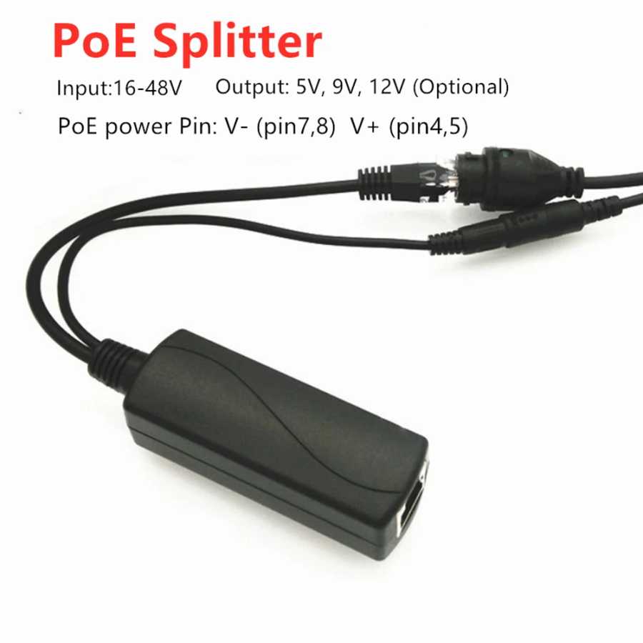 Кабель-разветвитель POE от 48 В/52 В до 5 В, 9 В, 12 В, IEEE802.3af/at, 10/100 Мбит/с, Ethernet-разветвитель POE Доступ к автоматизации здания