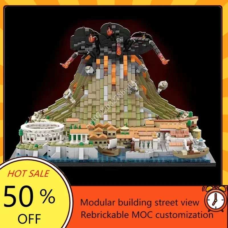2539 шт. индивидуальная модель Architecture MOC Vesuvius & Pompeii, пазлы на заказ, технология &laquo;сделай сам&raquo;, сборка, игрушка на день рождения, детские рождественские подарки Игры и головоломки