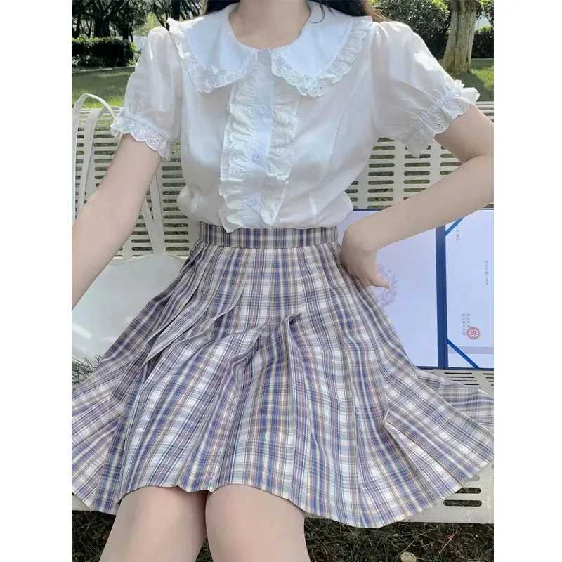 Фотография №2 товара Deeptown Kawaii Лолита блузки белые женские милые кружевные топы рубашки