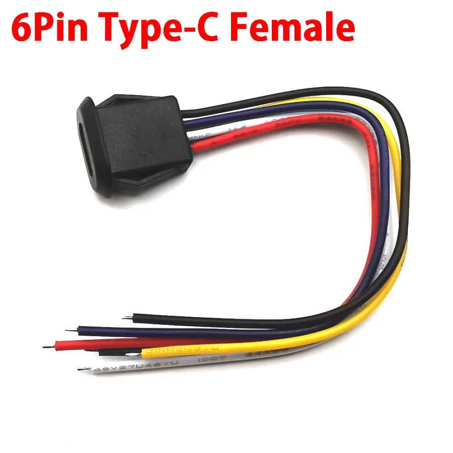 Фотография №1 товара Разъем USB-C Type-C (гнездо) 2/4/6-контактный с фиксатором, высокотоковый, для быстрой
