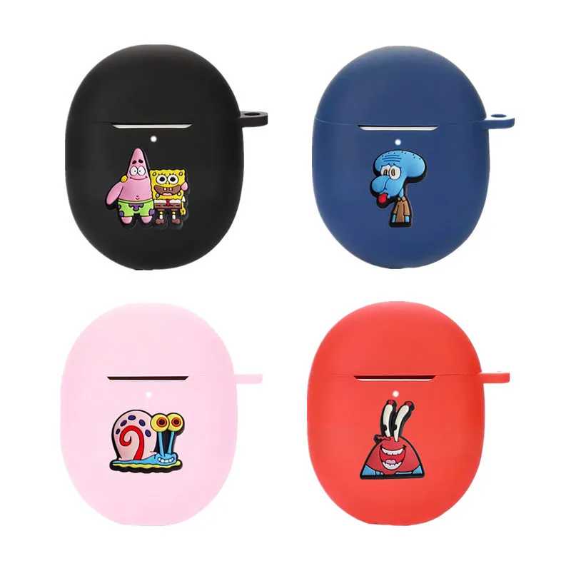 Чехол для наушников Potdemiel SpongeBob для Google Pixel Buds Pro 2/A-Series, силиконовый защитный чехол для беспроводных наушников с крючком Портативное аудио и видео