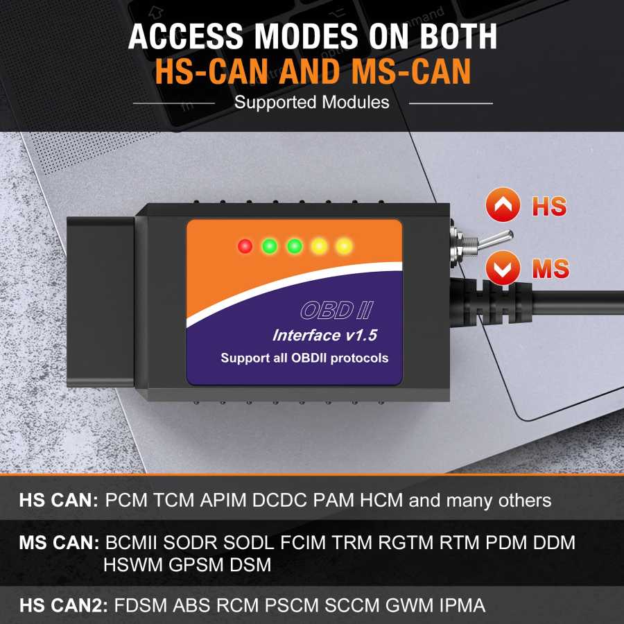 Фотография №5 товара FORscan ELM 327 OBD2 диагностический сканер USB V1.5 HS/MS CAN