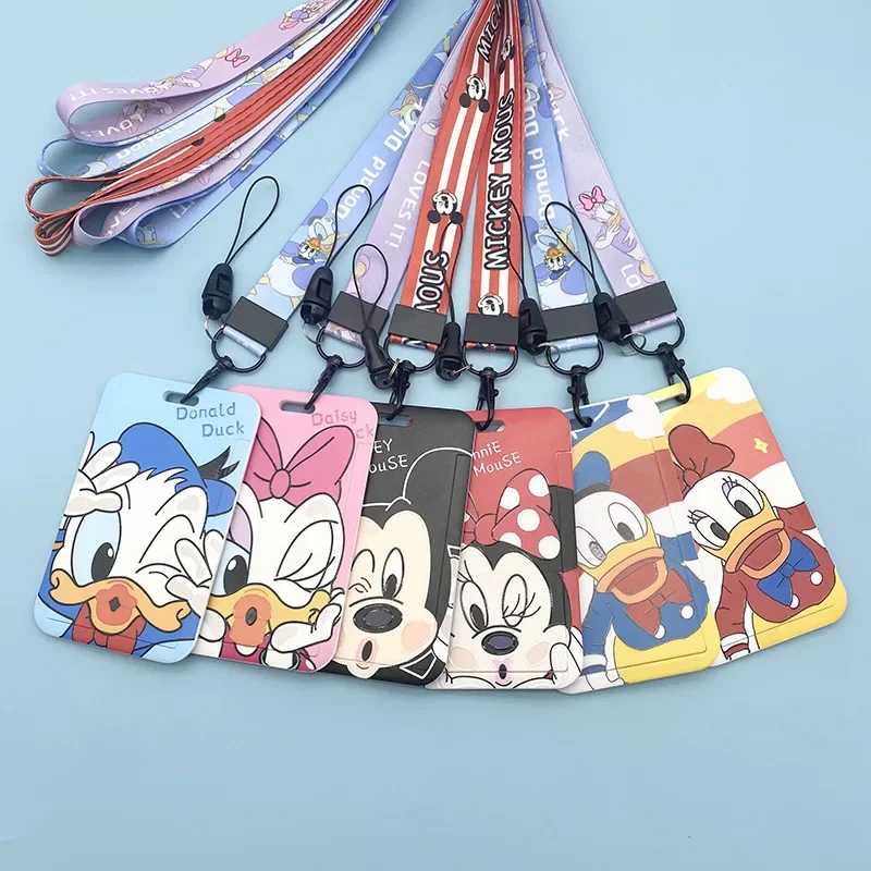 Держатель для карт Disney MICKEY Mouse на шею, для студенческих проездных и карт питания, милый парный держатель для карт на шею с тем же ремешком Кошельки и визитницы