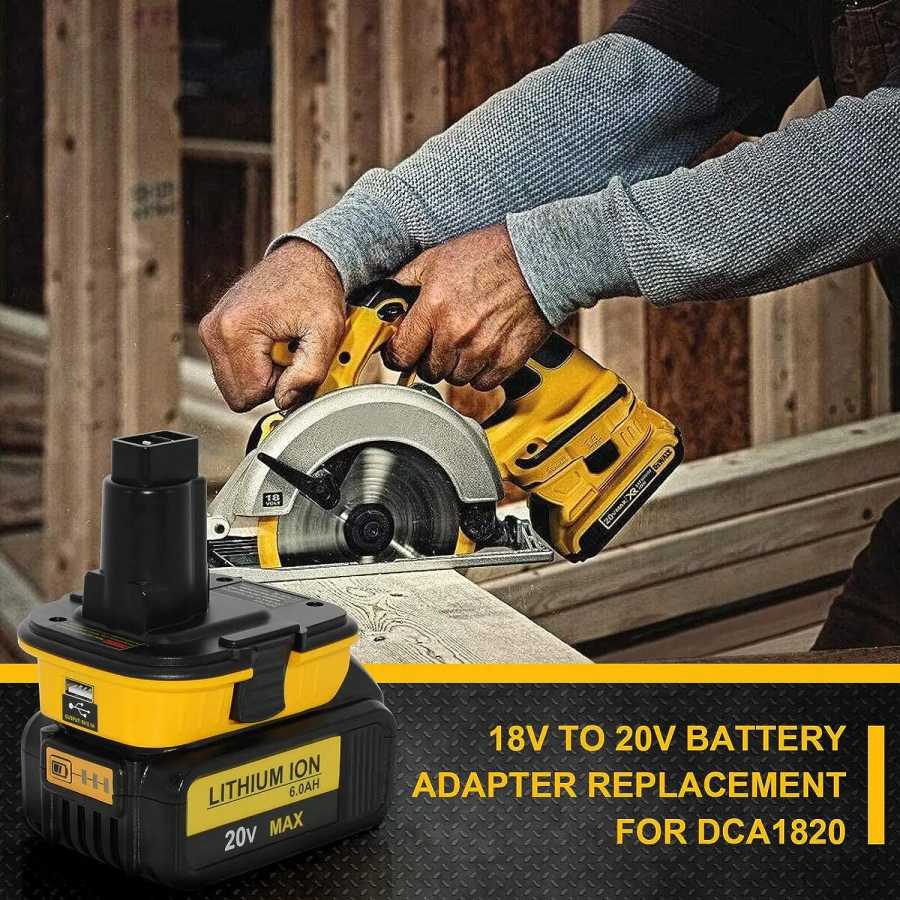 Фотография №5 товара Адаптер аккумулятора 20 В DCA1820 для инструментов Dewalt 18 В,