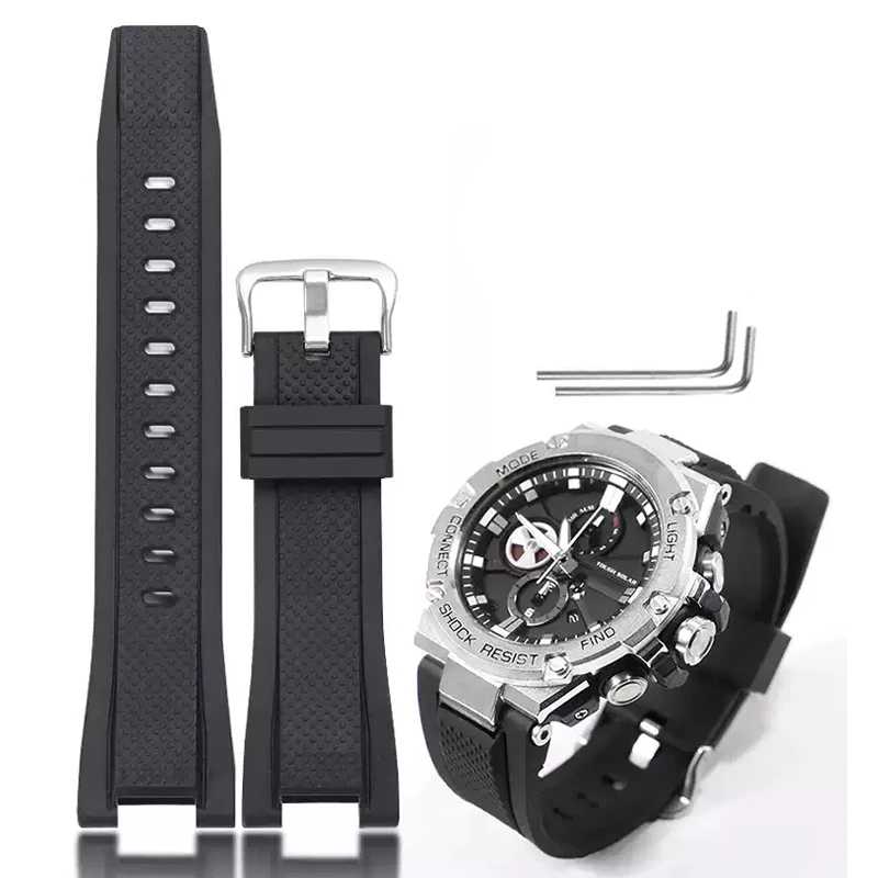 Силиконовый ремешок для часов Casio G-Shock GST-W120L S130L S310 B100 GST-W100G Мужской резиновый браслет серии GST 26*14 мм Аксессуары для часов