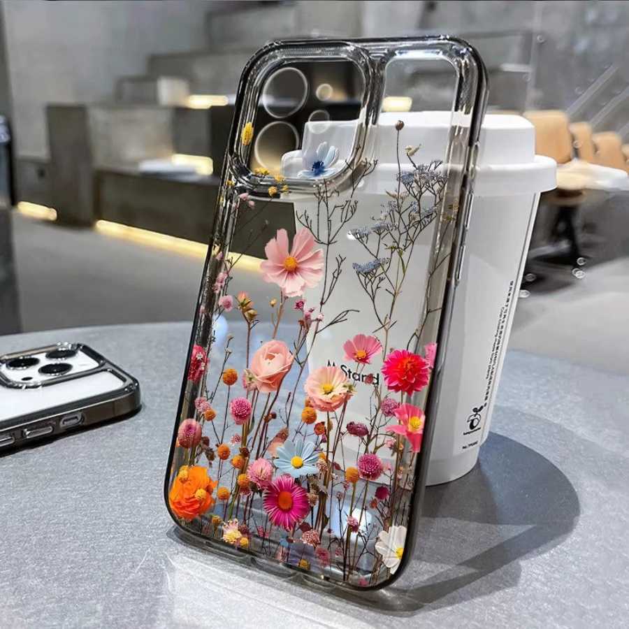 Прозрачный силиконовый чехол-накладка с цветочным узором для iPhone 16, 15, 13, 11, 14, 12, 17 Pro Max, 16E, XS, XR, 7, 8 Plus, SE, противоударный, мягкий Чехлы и чехлы для мобильных телефонов