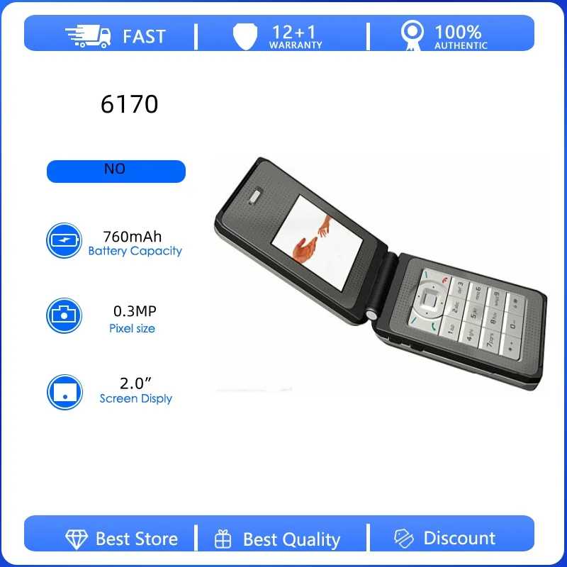 Оригинальный восстановленный мобильный телефон 6170 с одной SIM-картой, 2G, разблокированный GSM 900/1800, с русской, арабской, ивритской клавиатурой, произведено в Финляндии Б/У и восстановленные телефоны