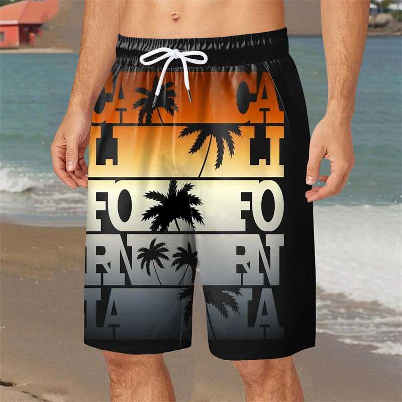Фотография №1 товара Hawaii Holiday Style 3d Printed Shorts For Men Coconut Tree