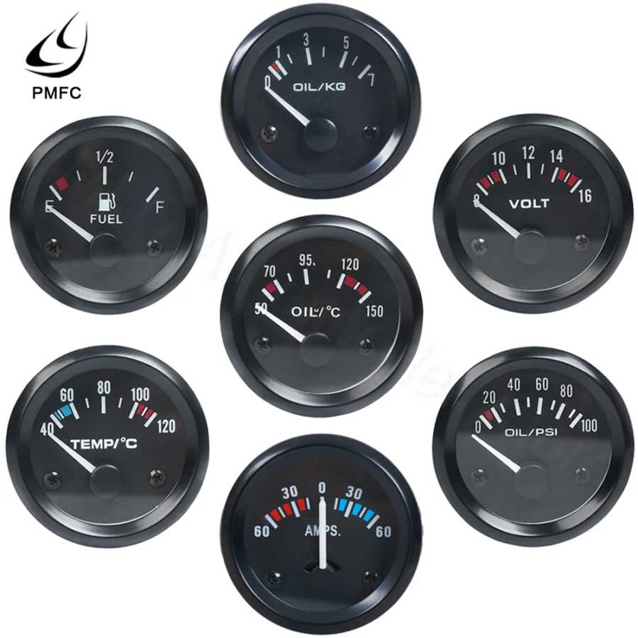 Автомобильный измеритель 12 в автомобильный Автомобильный Калибр 2 "52 мм Температура воды масло температура Масляный Пресс топливо вольт Масляный Пресс кг Амперметр измерительный прибор черный корпус Детали интерьера