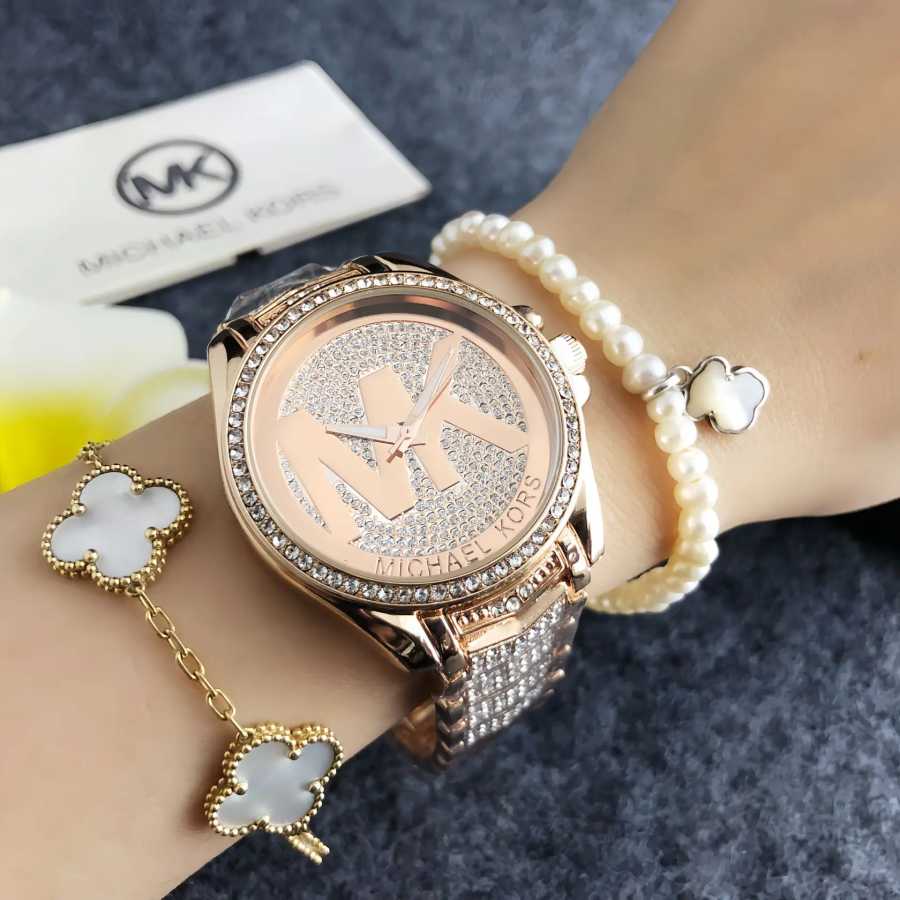 Фотография №2 товара Женские кварцевые часы Michael Kors: элегантные, инкрустированные бриллиантами, роскошные, из