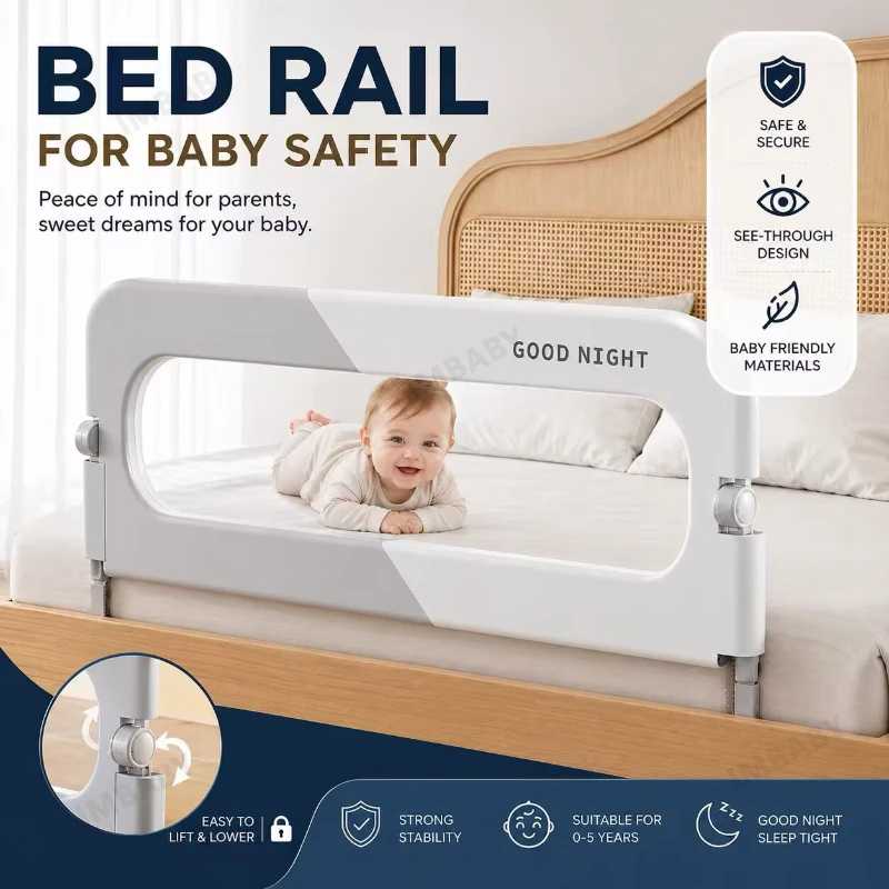 Складной защитный барьер для кровати 80/150/200 см, U-образное основание, защита от столкновений, предотвращение падений для малышей и младенцев Безопасность