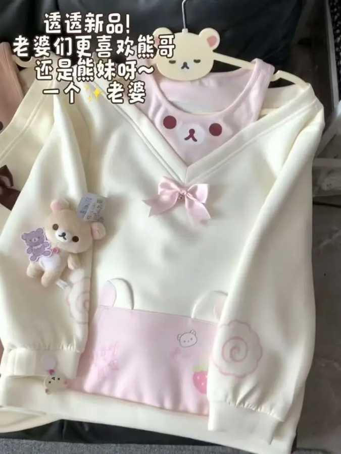Фотография №3 товара Японские толстовки Kawaii, женские осенние милые повседневные толстовки с бантом