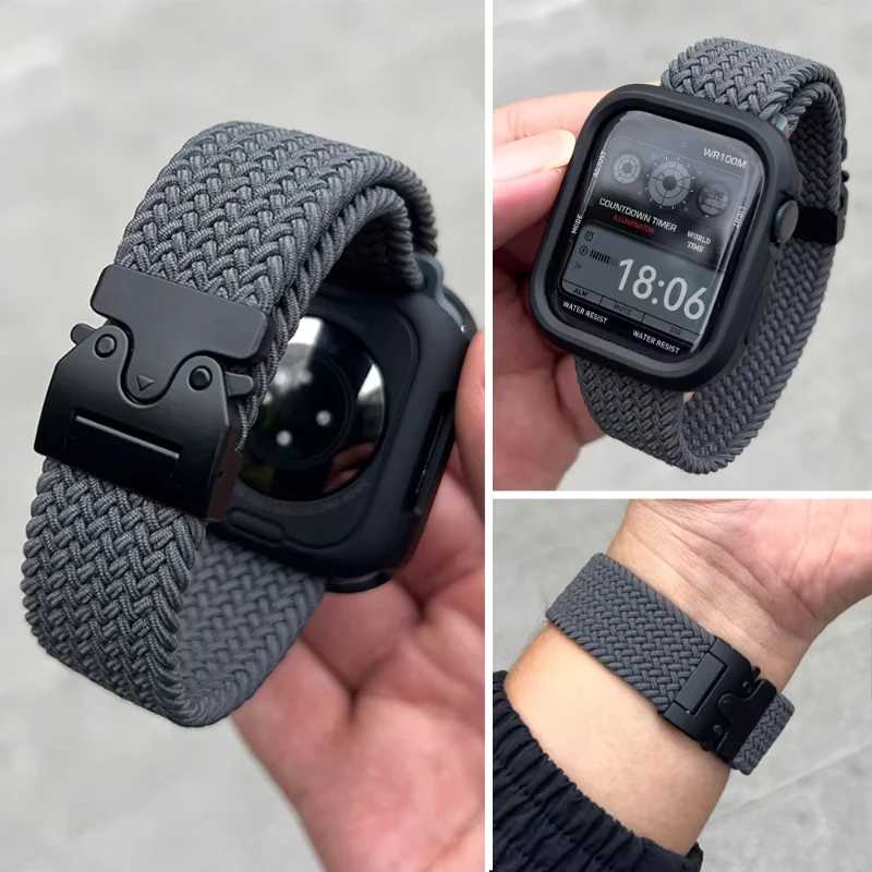 Ремешки-парашютные стропы для Apple Watch 10 11, 46/42 мм, 45 мм, Ultra 49 мм, 44 мм, 41 мм, плетеный браслет Correa для iWatch Series 9 8 SE 5 6 7 Аксессуары для часов