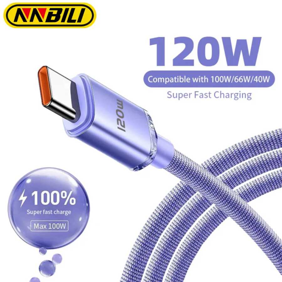 NNBILI 120 Вт 6A Кабель для быстрой зарядки USB Type C для быстрой зарядки телефона Samsung S23 Xiaomi 14 Huawei Кабель для быстрой зарядки Кабели для передачи данных Аксессуары для мобильных телефонов