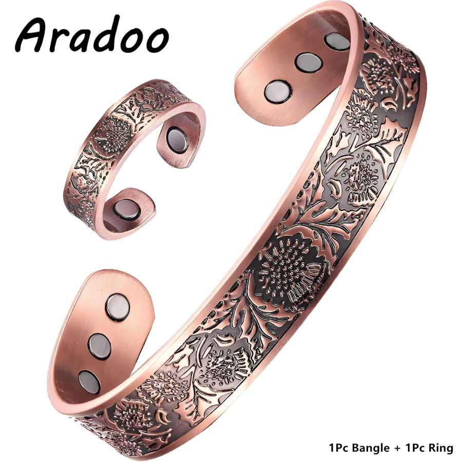 ARADOO браслет-манжета из чистой меди викингов с 3500, неодимовыми магнитами Гаусса, ювелирные изделия, подарки Бижутерия