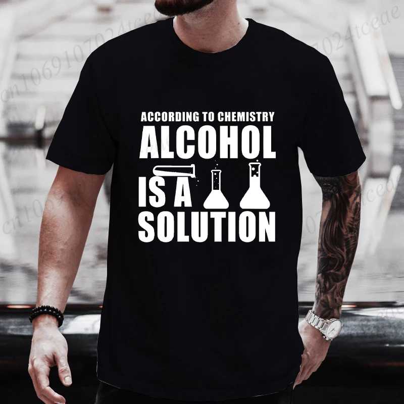 Забавная футболка с химией Nerd Science Alcohol Solution, футболки для мужчин, повседневные футболки, модные летние футболки, подарки для учителей Футболки и майки