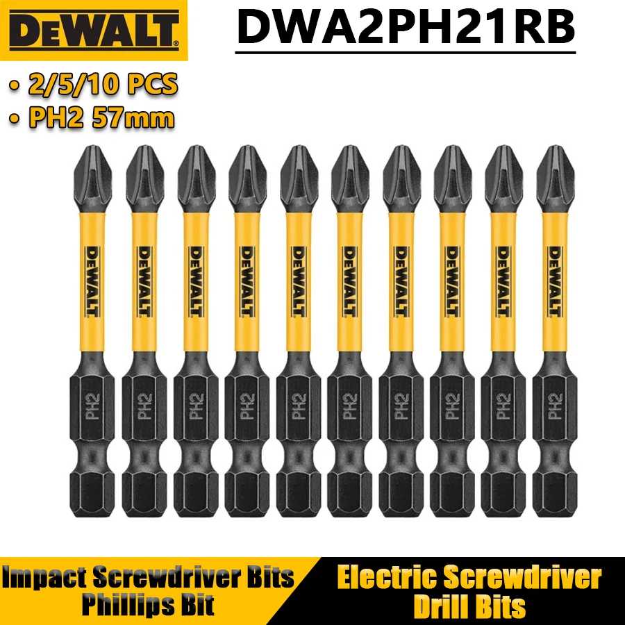 DEWALT 2/5/10 шт. PH2 57 мм ударные отвертки Phillips бит электрическая отвертка сверла аксессуары для электроинструментов DWA2PH21RB Сверла, пилы и режущие инструменты