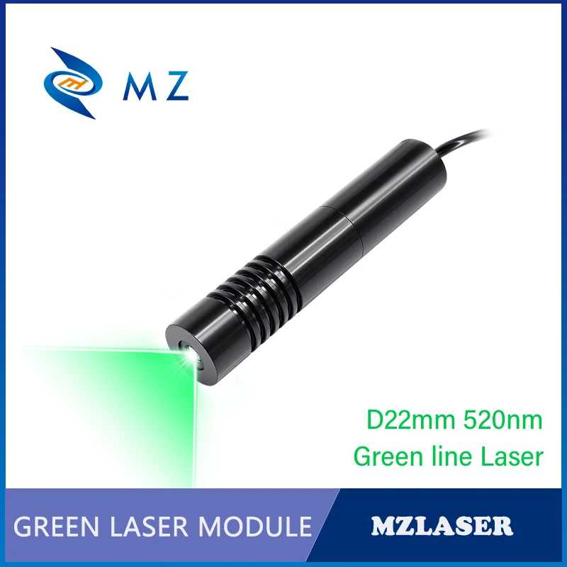 Новый компактный лазерный диодный модуль Green Line 520 нм, D22 мм, 50 мВт, 100 мВт, 5В, 12В, 24В, высокоточный промышленный линейный лазер Деревообрабатывающее оборудование и аксессуары