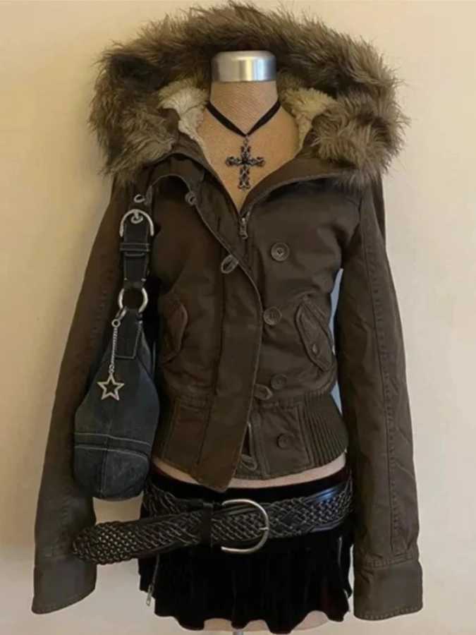 Фотография №4 товара Subculture Harajuku винтажные пальто сафари с капюшоном женские толстовки на