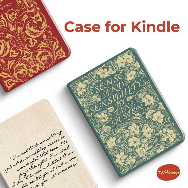 Чехол-книжка Twosheep Hard Shell для Kindle Paperwhite 12-го поколения, Kindle Colorsoft, Kindle 11-го поколения, 6 дюймов, с функцией автоматического включения/выключения, винтажный дизайн Аксессуары и запчасти для планшетов