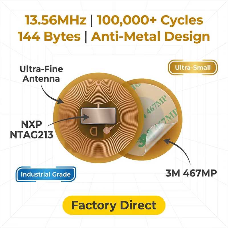 Фотография №2 товара Диаметр 6 мм NXP NTAG213 NFC-метки Программируемые RFID-наклейки Круглые водонепроницаемые