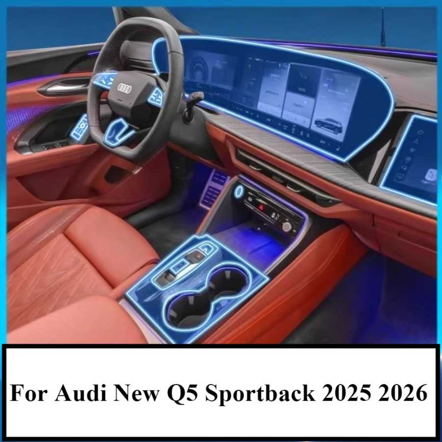 Защитная пленка PPF для Audi Q5 Sportback 2025-2026: прозрачная TPU пленка для GPS-навигации, панели приборов и центральной консоли, автомобильные аксессуары Аксессуары для салона