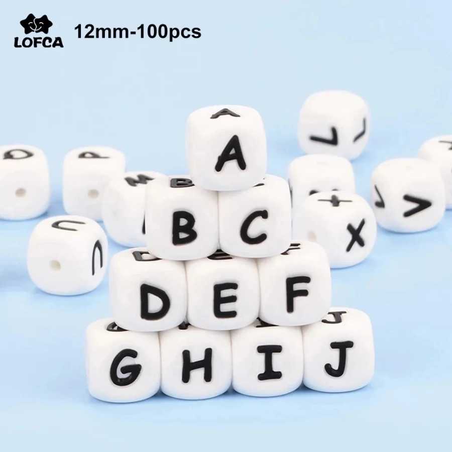 LOFCA 12 мм 100 шт. силиконовые бусины с буквами алфавит бусины для прорезывания зубов прорезыватель английские буквы пищевой класс для кормления ребенка для прорезывания зубов Уход за ребенком