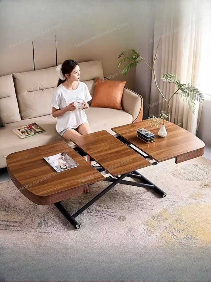 Современный минималистичный журнальный столик с подъемной столешницей, регулируемый по высоте, для гостиной, домашнего офиса, многофункциональный, с закругленными углами Мебель для кофейни