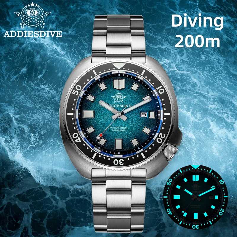 ADDIESDIVE мужские кварцевые часы для дайвинга 41 мм водонепроницаемые 200 м супер светящиеся часы с сапфировым стеклом для мужчин керамический безель стальные часы Мужские часы