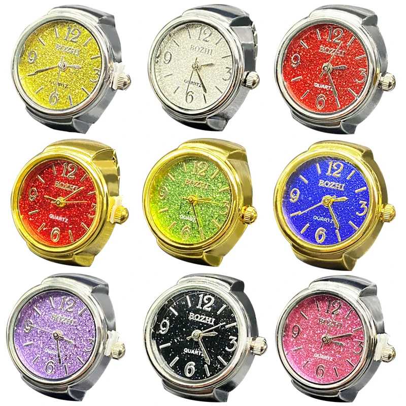 RetroGem Bling Clock Dial Punk Finger Часы для женщин и мужчин Эластичный ремешок Мини-кольца для пар Ювелирные изделия Часы Кварцевые часы Кольца Бижутерия