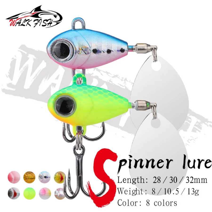 WALK FISH 8 г 10,5 г 13 г Спиннерная приманка Тонущая металлическая приманка VIB Chatterbait Вращающийся хвост Vatalion Приманка Рыболовная окунь Ложка Воблеры Для рыбалки