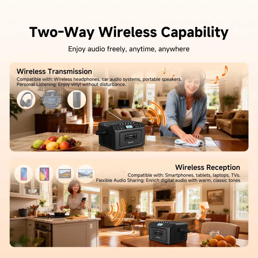 Фотография №1 товара Многофункциональный Bluetooth-радиоприемник RETEKESS TR642 с CD-плеером, кассетной декой, USB, TF,